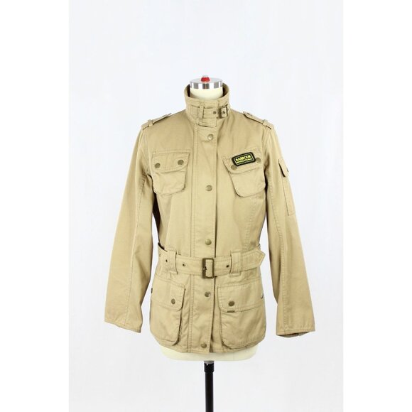 BARBOUR Tan Cotton Washed Twill International Belted Field Jacket, Size 6 - Picture 1 of 16
